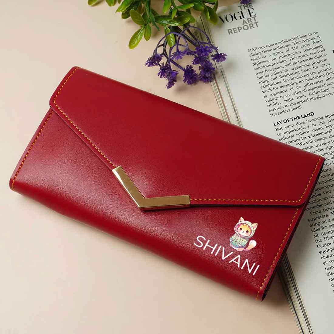 Personalized Clutch Ladies Purse with Name - Faux Leather Wallet for Women - Image 9