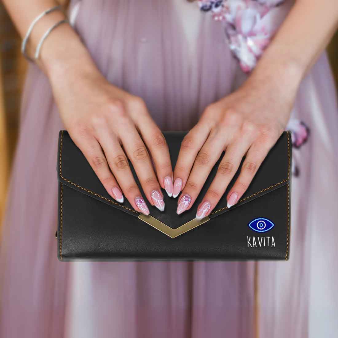 Personalized Clutch Purse for Ladies with Name - Faux Leather Wallet for Women - Image 15