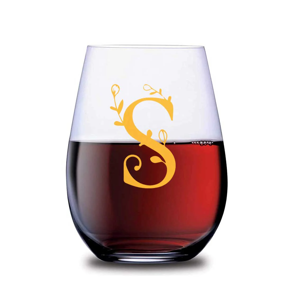Personalized Cocktail Glass Single Custom Wine Glass - Monogram Floral - Image 2