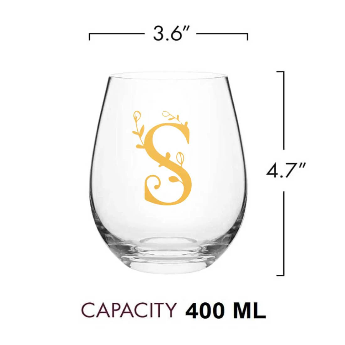 Personalized Cocktail Glass Single Custom Wine Glass - Monogram Floral - Image 3