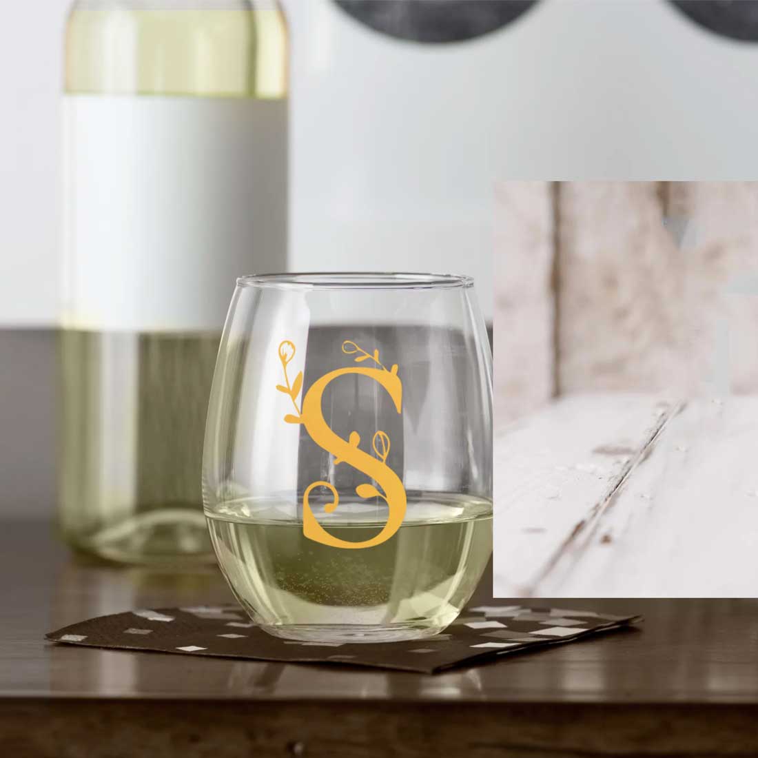 Personalized Cocktail Glass Single Custom Wine Glass - Monogram Floral - Image 5