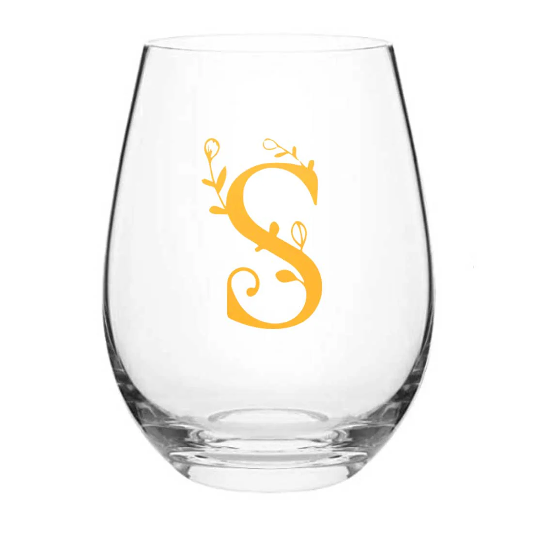 Personalized Cocktail Glass Single Custom Wine Glass - Monogram Floral - Image 6