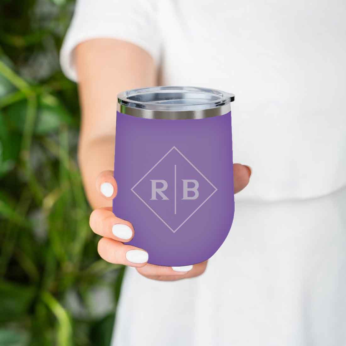 Engraved Personalized Coffee Tumbler Mug With Lid for Travel (350 ML) - Initials - Image 13