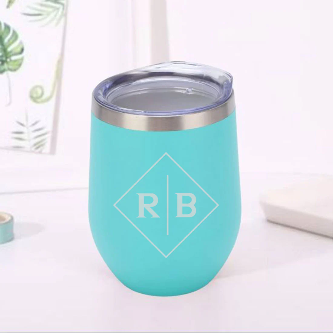 Engraved Personalized Coffee Tumbler Mug With Lid for Travel (350 ML) - Initials - Image 20