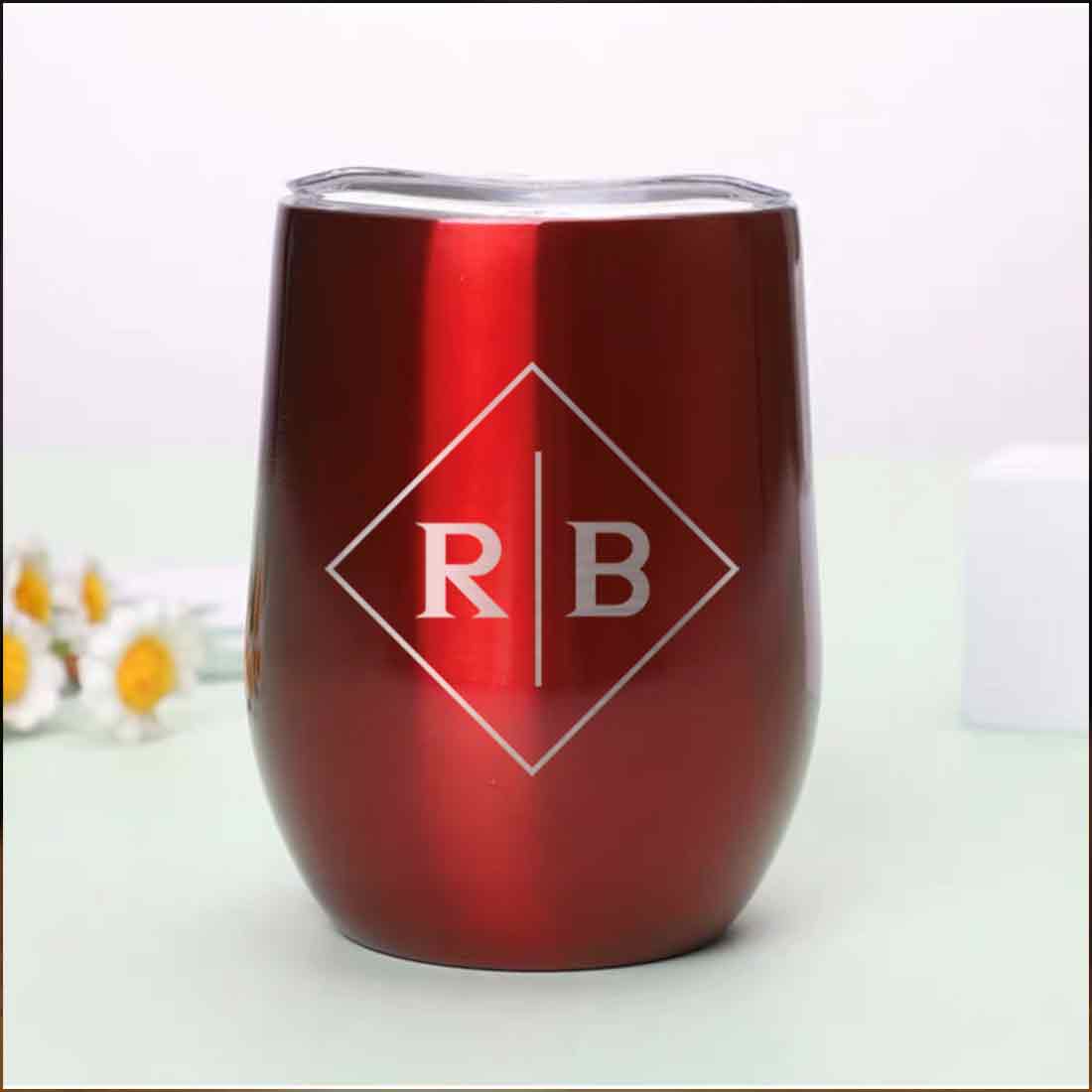 Engraved Personalized Coffee Tumbler Mug With Lid for Travel (350 ML) - Initials - Image 22
