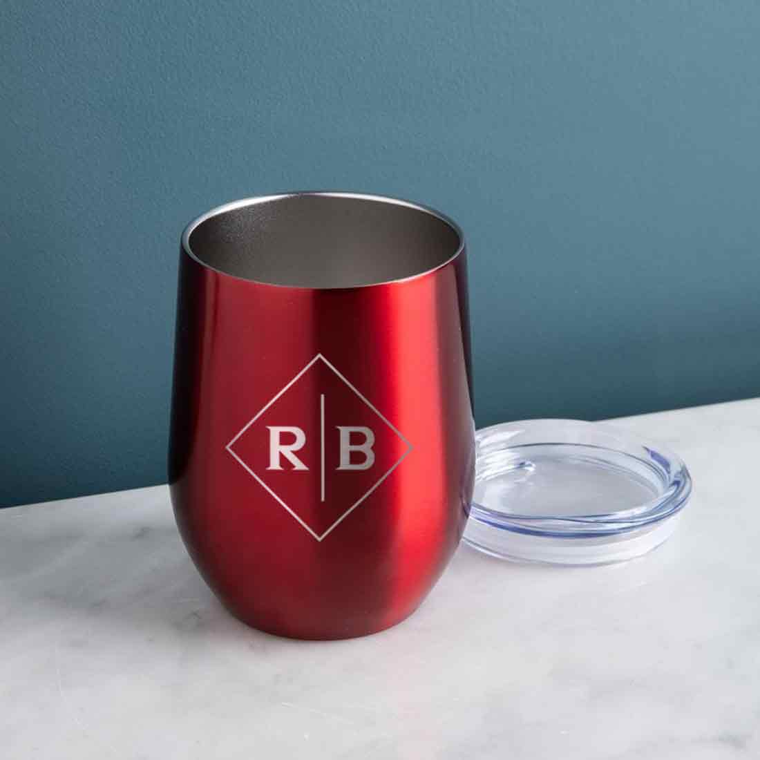 Engraved Personalized Coffee Tumbler Mug With Lid for Travel (350 ML) - Initials - Image 23