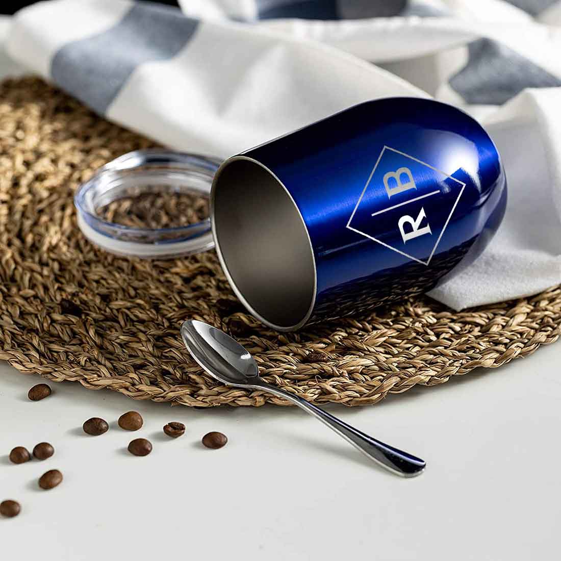 Engraved Personalized Coffee Tumbler Mug With Lid for Travel (350 ML) - Initials - Image 30