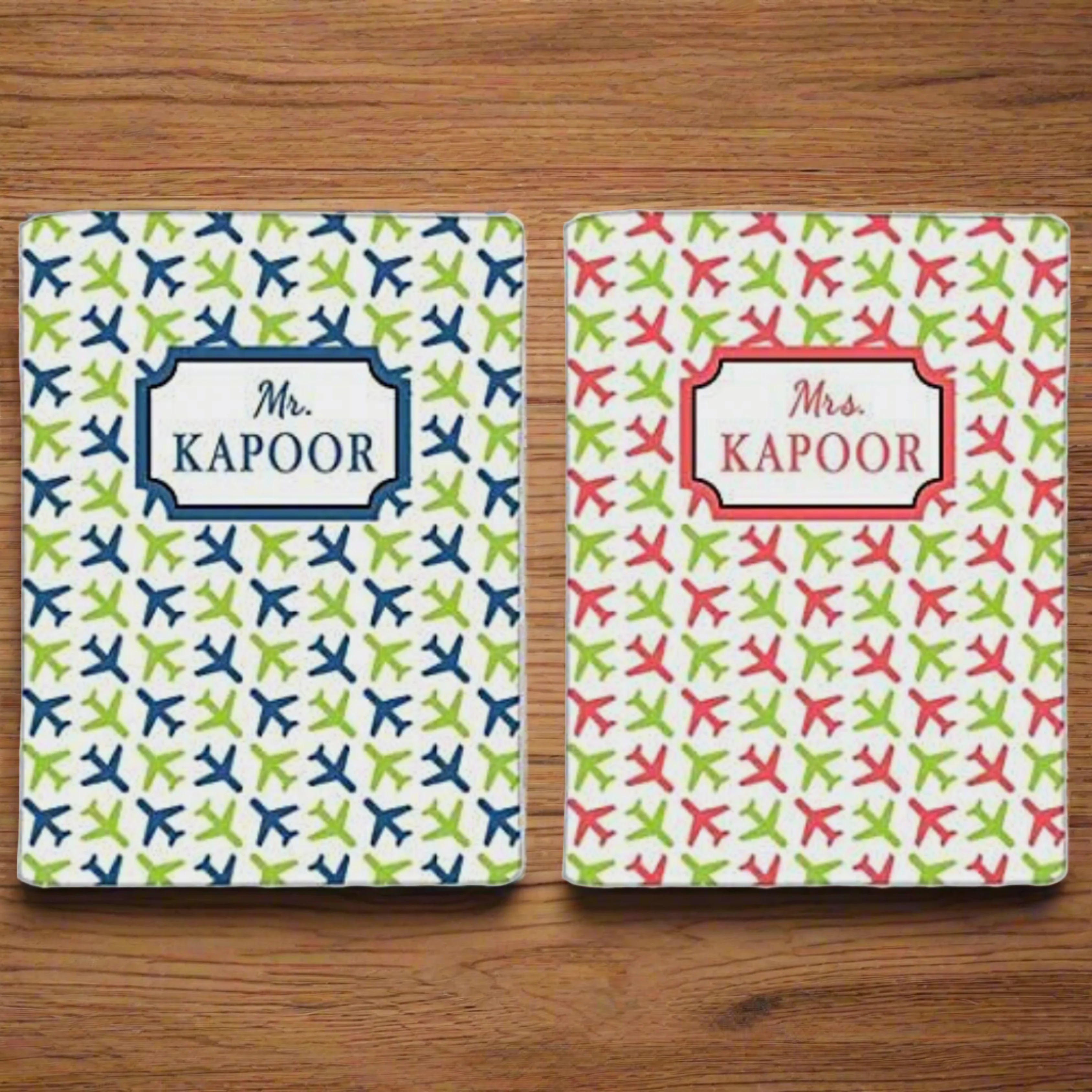 Nutcase Personalized Couple Passport Cover Travel Document Holder-Airplanes (Multicolor)