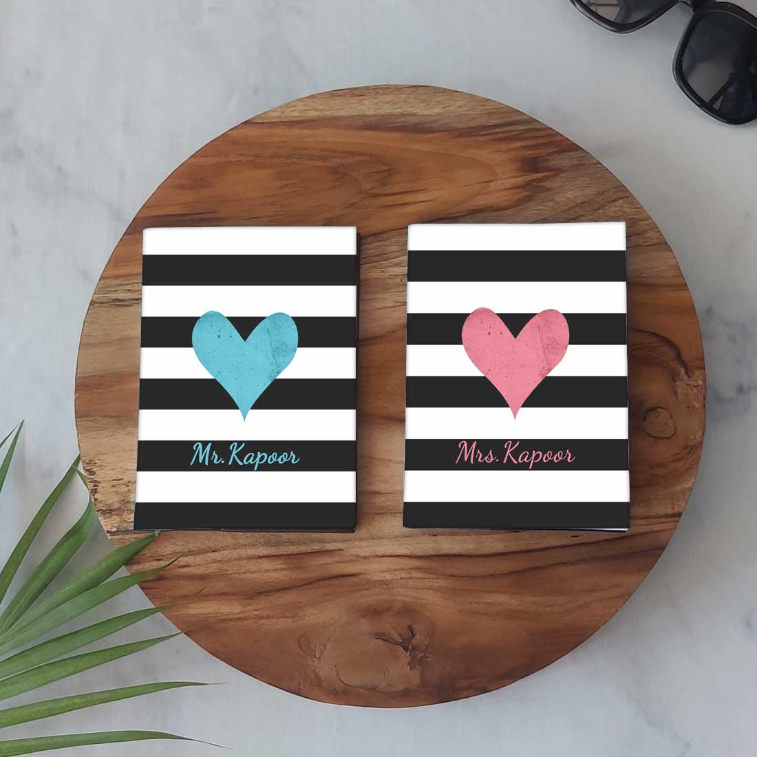 Personalized Couple Passport Cover Luggage Tag Gift Box- Mr Mrs Passport Sleeve and Bag Tag Set