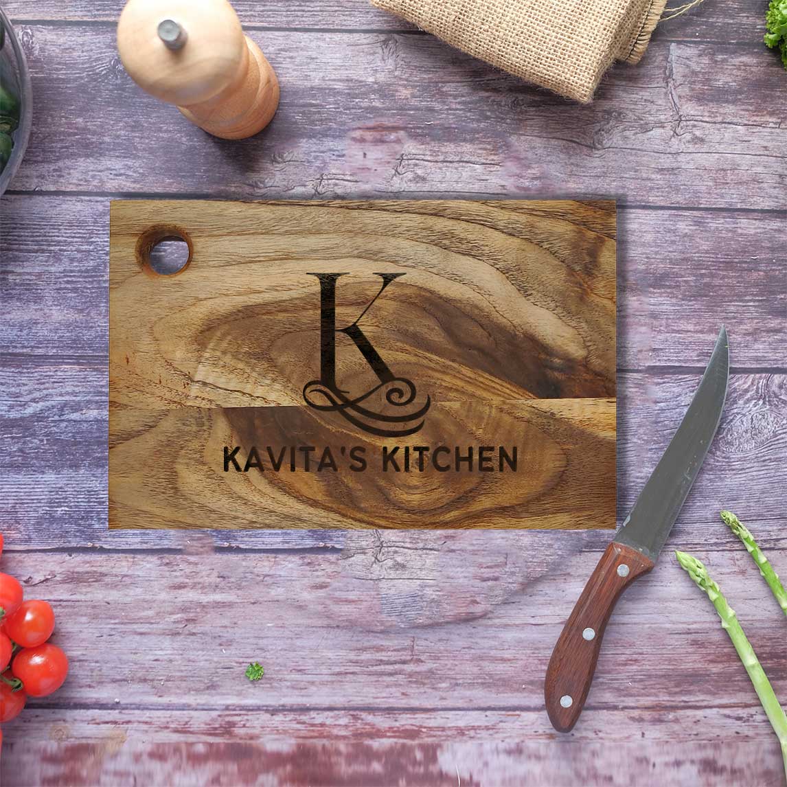 Personalized Cutting Board Wooden Vegetable Chopping Stand-Add Your Name - Image 4