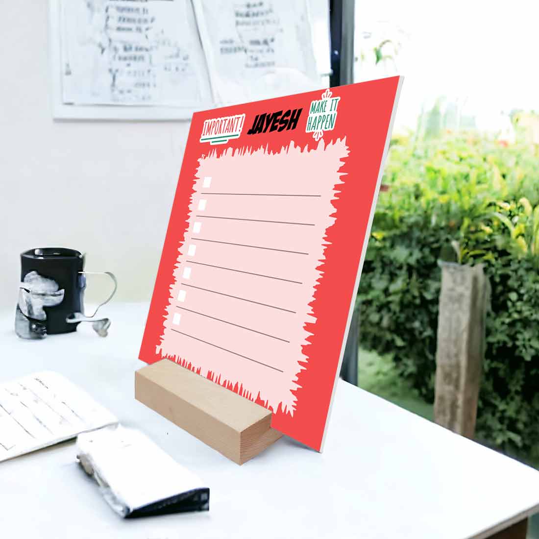 Personalized Daily Schedule Planner Acrylic Board with Wooden Stand - 8X10 - Image 3