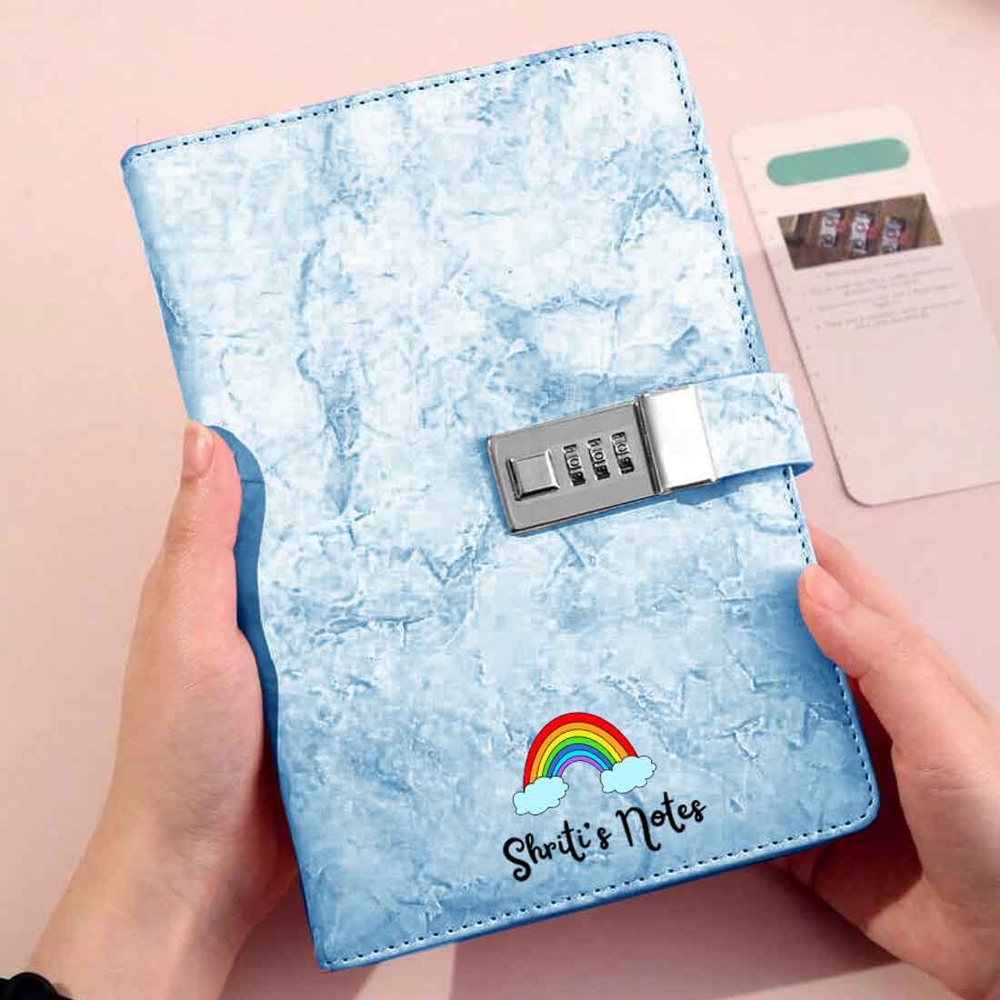Personalized Diary with Lock for Students - Marble Design Diaries with Pen - Image 2