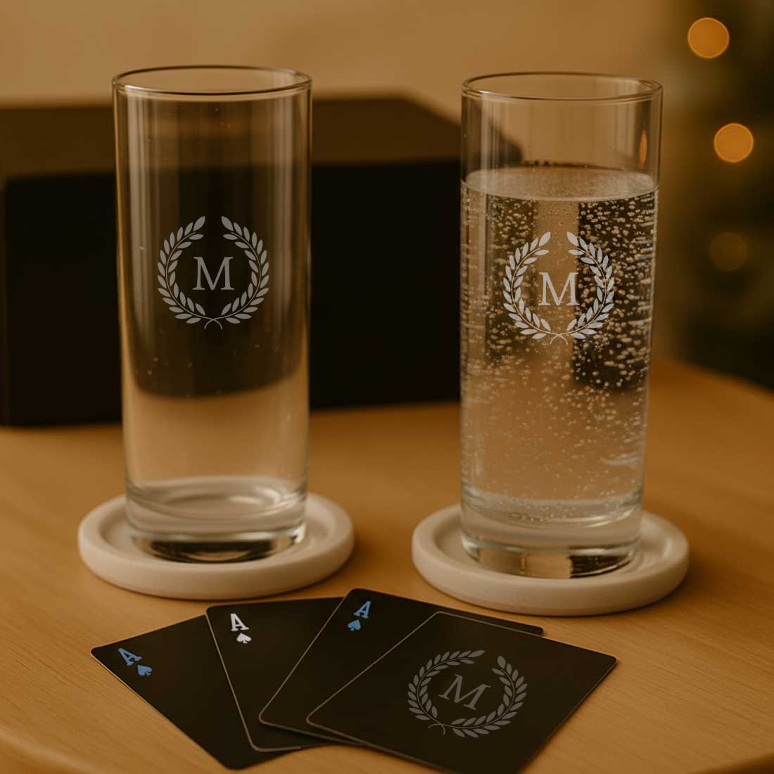 Personalized Diwali Gift Set – Premium Glassware with Custom Playing Cards - Image 6