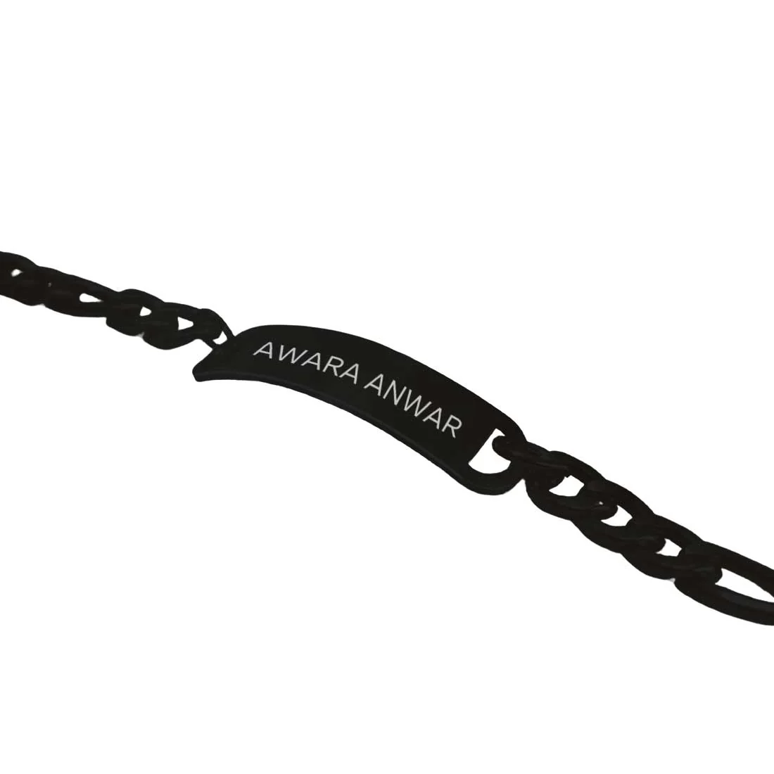 Personalized Engraved Bracelet Chain Bracelets Cuffs - Black Rhodium/Gold Plated - Add Text - Image 12