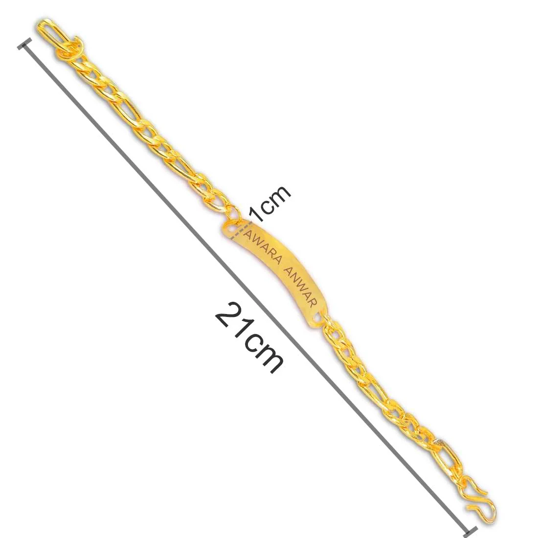 Personalized Engraved Bracelet Chain Bracelets Cuffs - Black Rhodium/Gold Plated - Add Text - Image 5