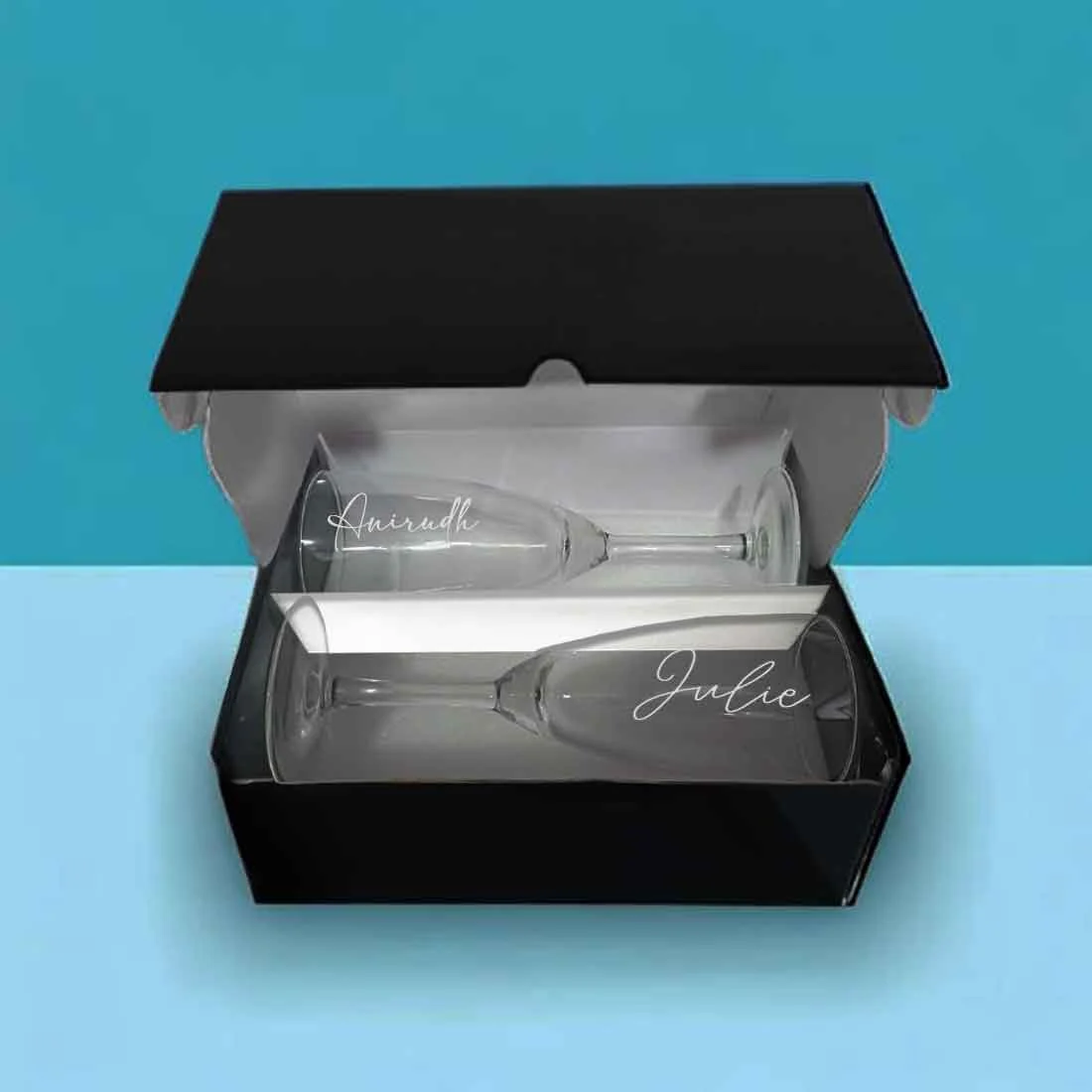 Personalized Engraved Champagne Flutes with Name - Set of 2 - Image 4