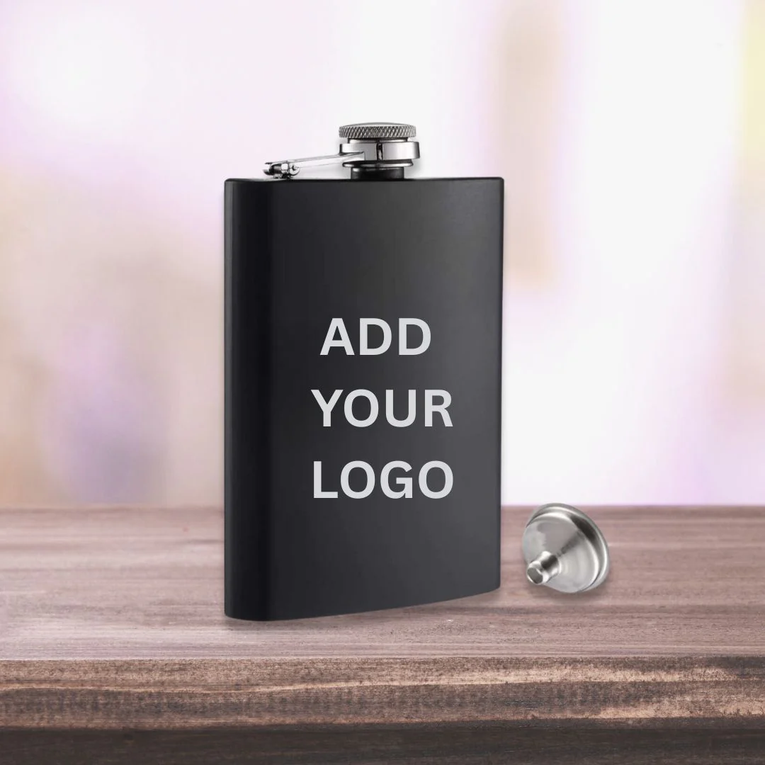 Personalized Engraved Hip Flask With Funnel And 4 Shot Glasses In Gift Box - Add Logo - Image 4