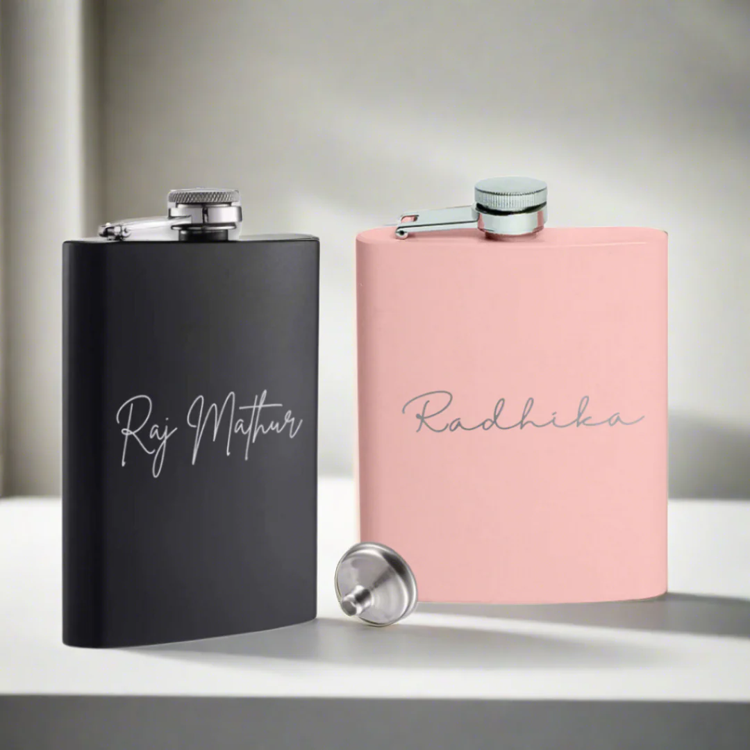 Personalized Engraved Stainless Steel Hip Flask Gift Ideas - Set of 2