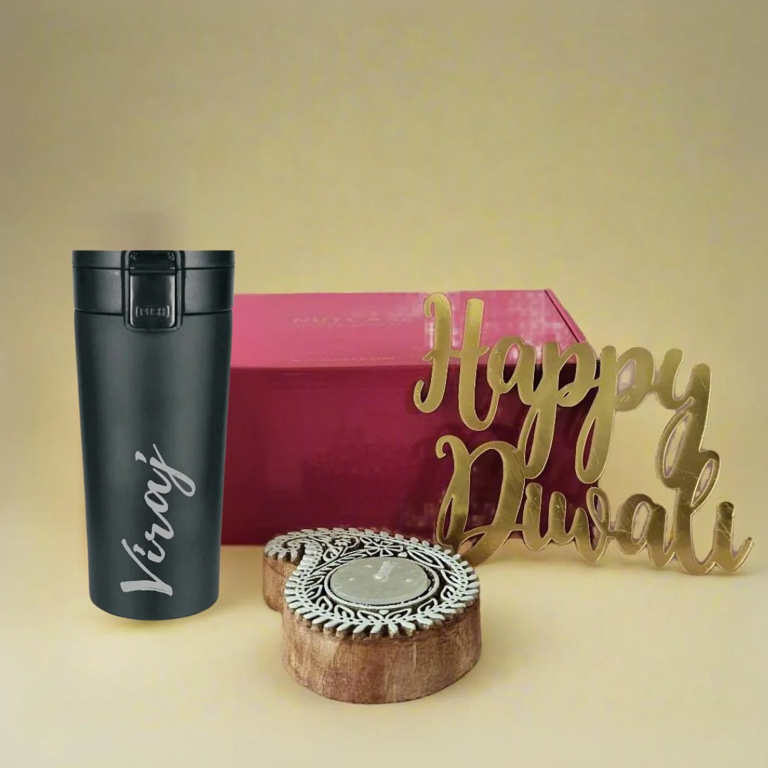 Nutcase Personalized Gifts for Diwali with Coffee Tumbler and a Beautiful Candle Holder - Image 2