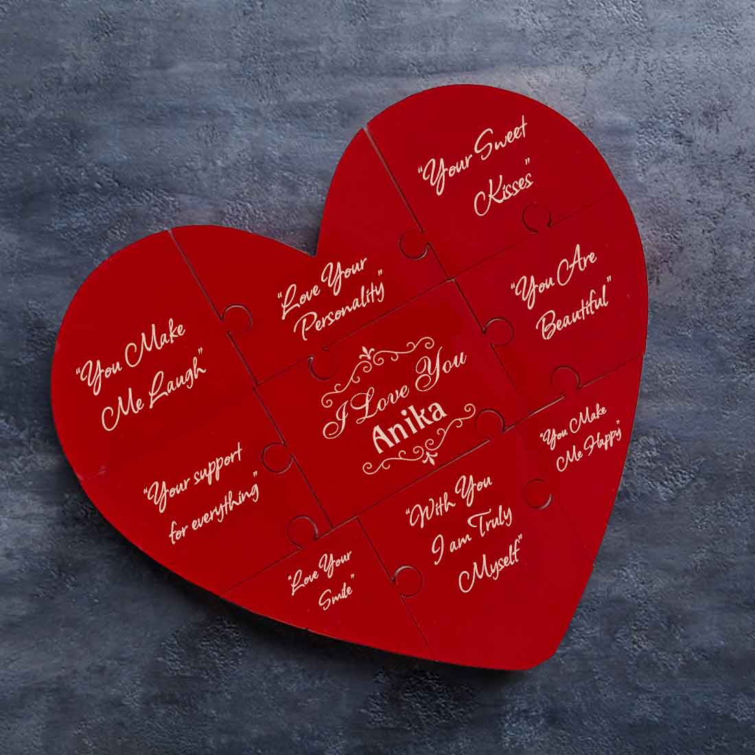 Personalized Heart Shaped Puzzle Red Acrylic Design-Valentine’s Day Gift - Reasons I love You Puzzles