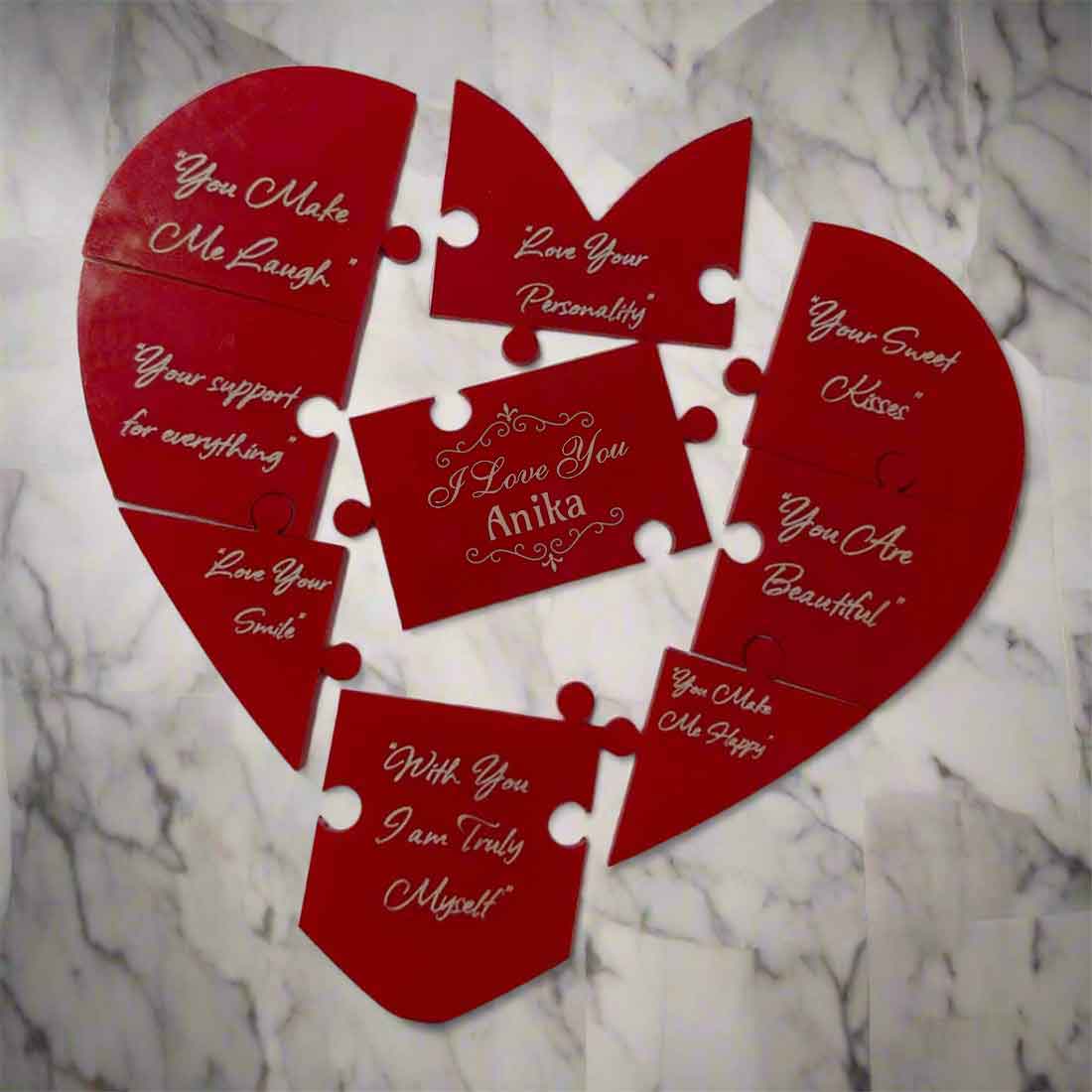 Personalized Heart Shaped Puzzle Red Acrylic Design-Valentine’s Day Gift - Reasons I love You Puzzles - Image 2