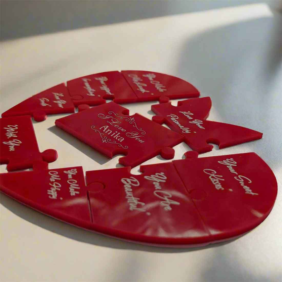 Personalized Heart Shaped Puzzle Red Acrylic Design-Valentine’s Day Gift - Reasons I love You Puzzles - Image 4
