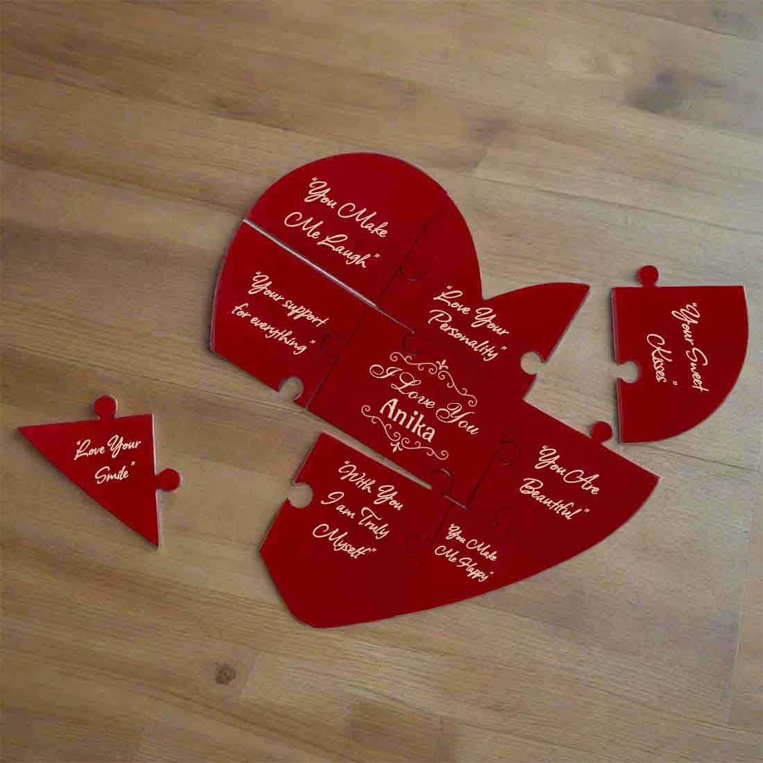 Personalized Heart Shaped Puzzle Red Acrylic Design-Valentine’s Day Gift - Reasons I love You Puzzles - Image 5
