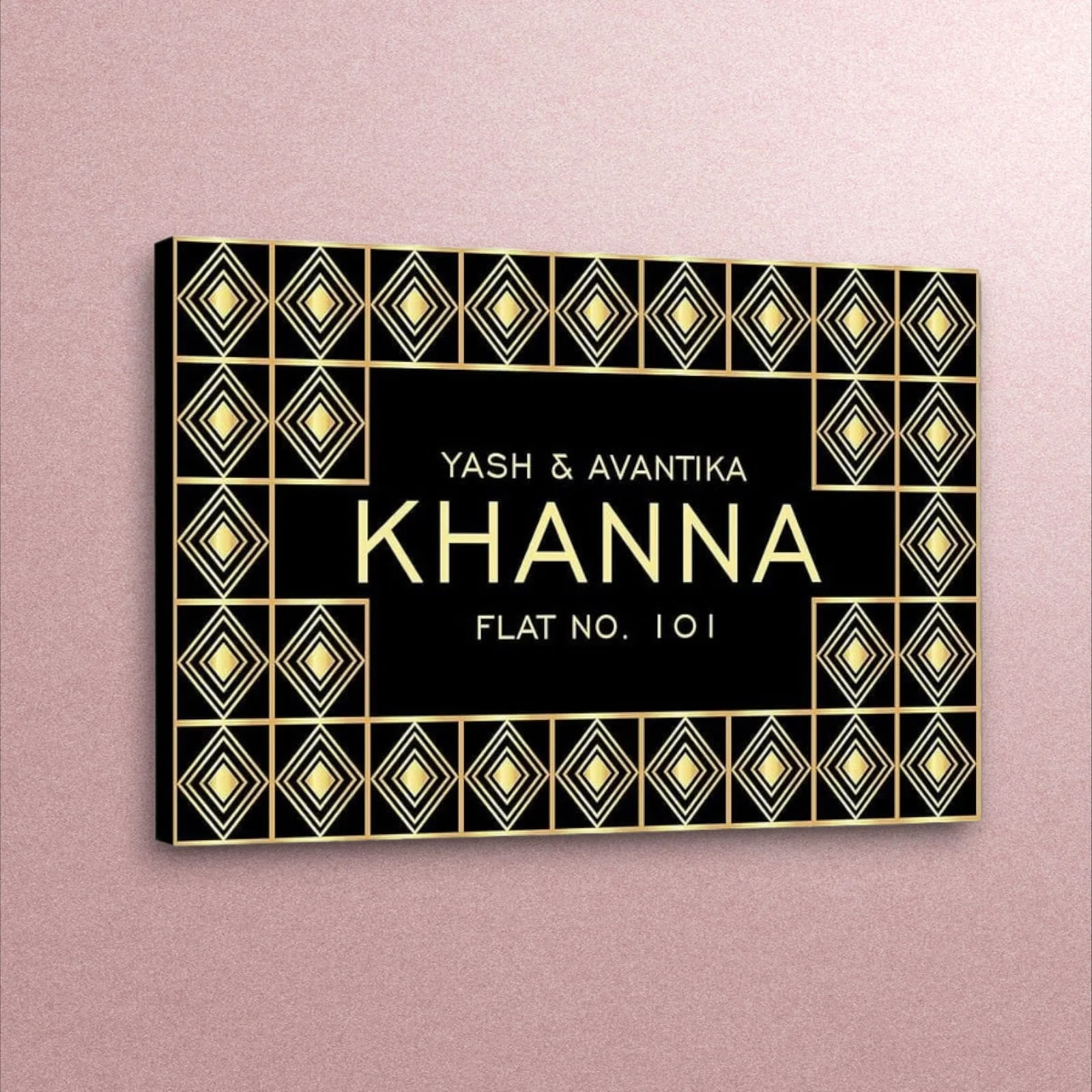 Beautiful Name Plate for Door -Great Gatsby Themed - Diamond Pattern