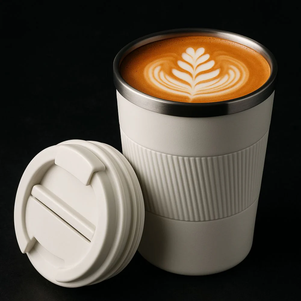 Personalized Insulated Coffee Tumbler 500ml - Travel Coffee Mug with Rubber Grip - Image 6