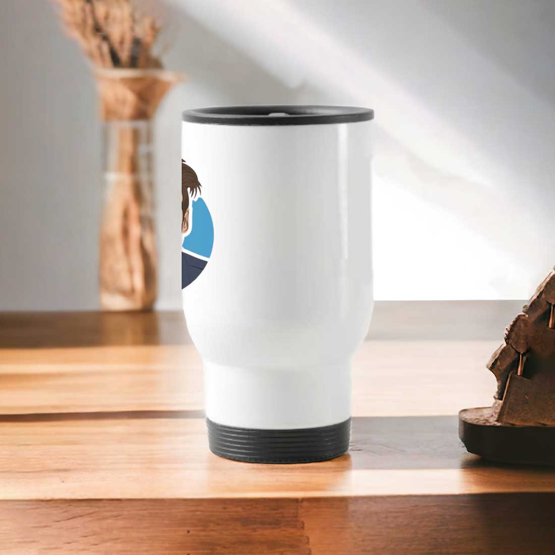 Personalized Insulated Travel Coffee Mug with Photo Cartoonized Avatar - Gift for Him - Image 3