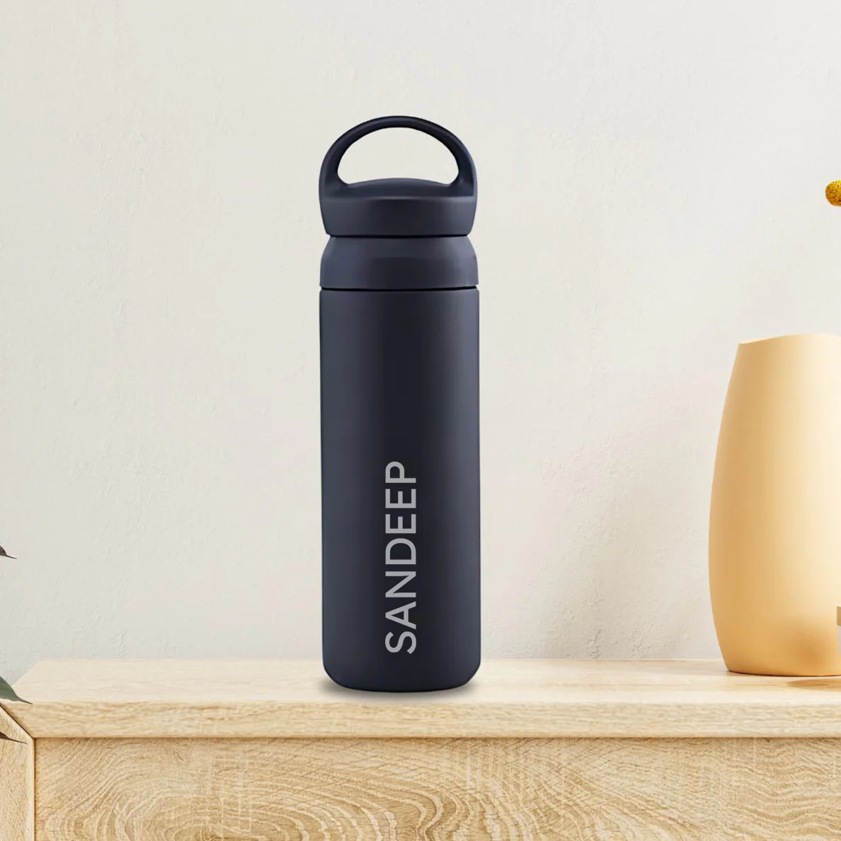 Personalized Insulated Water Bottle - Black Stainless Steel Thermos Bottle 500ml - Image 9