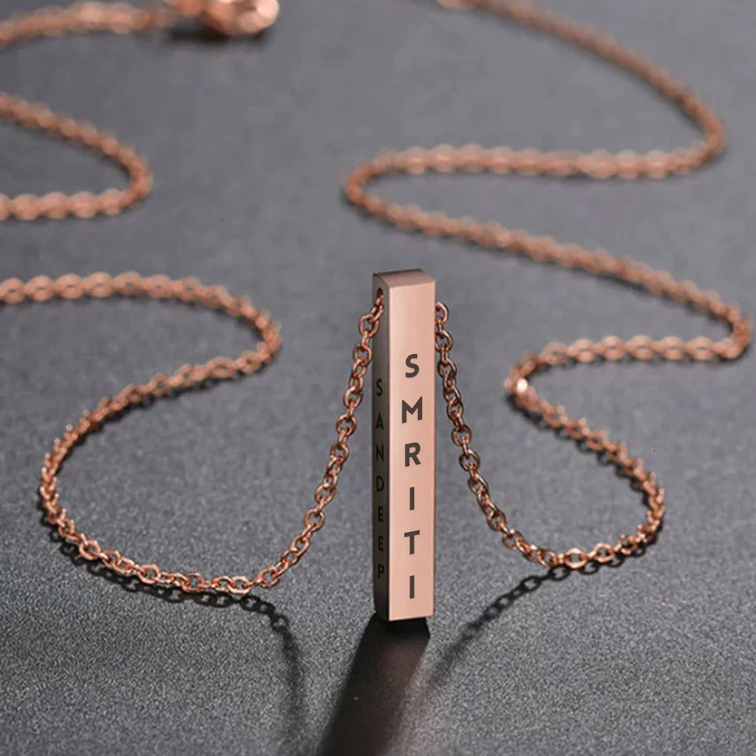 Personalized Jewelery Pendant Engraved Necklace for Her with Chain - Couple Name - Image 2