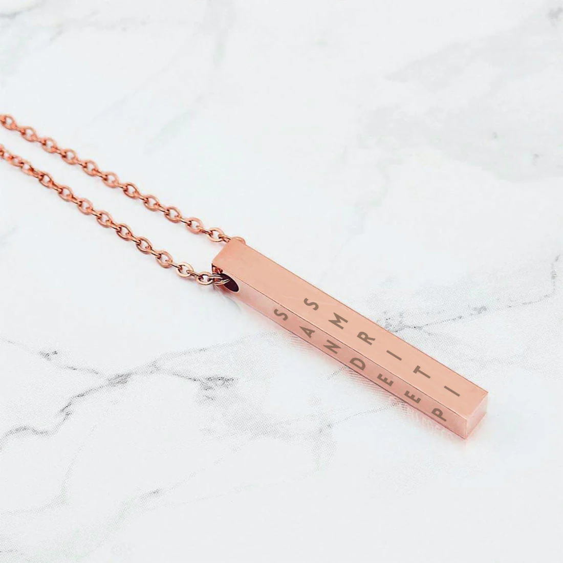 Personalized Jewelery Pendant Engraved Necklace for Her with Chain - Couple Name - Image 4