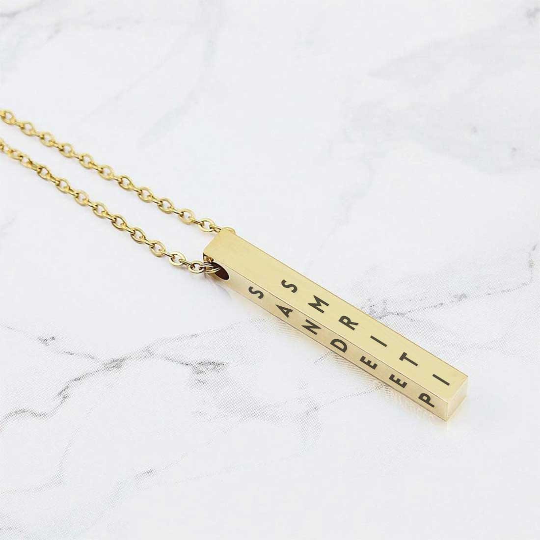 Personalized Jewelery Pendant Engraved Necklace for Her with Chain - Couple Name - Image 7