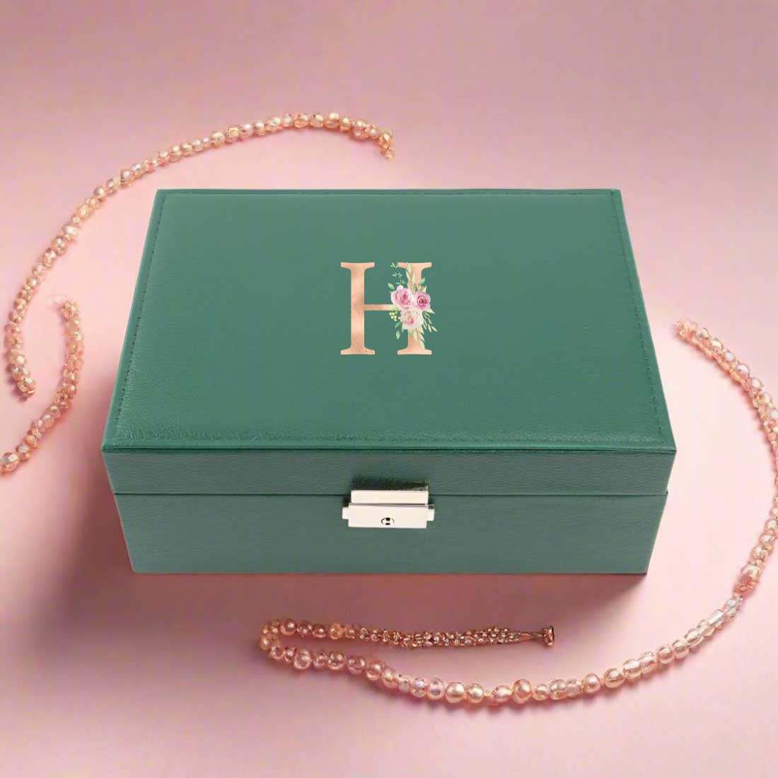 Personalized Jewelry Box Organizer with Initial Monogram – Elegant & Secure Storage Solution - Image 2