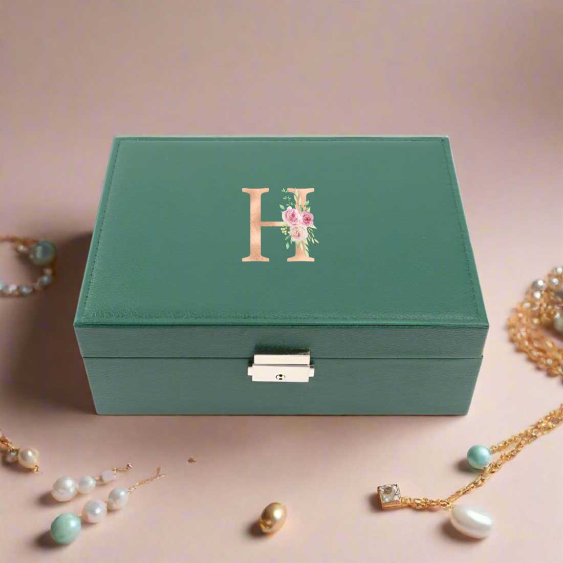 Personalized Jewelry Box Organizer with Initial Monogram – Elegant & Secure Storage Solution - Image 5