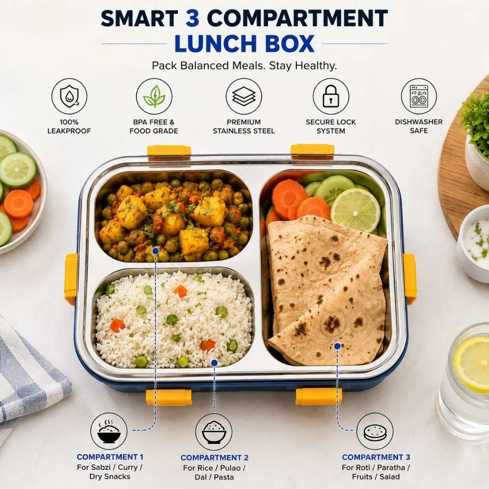 Personalized Kids Stainless Steel Lunch Box – 3-Compartment Leak-Proof - Image 13