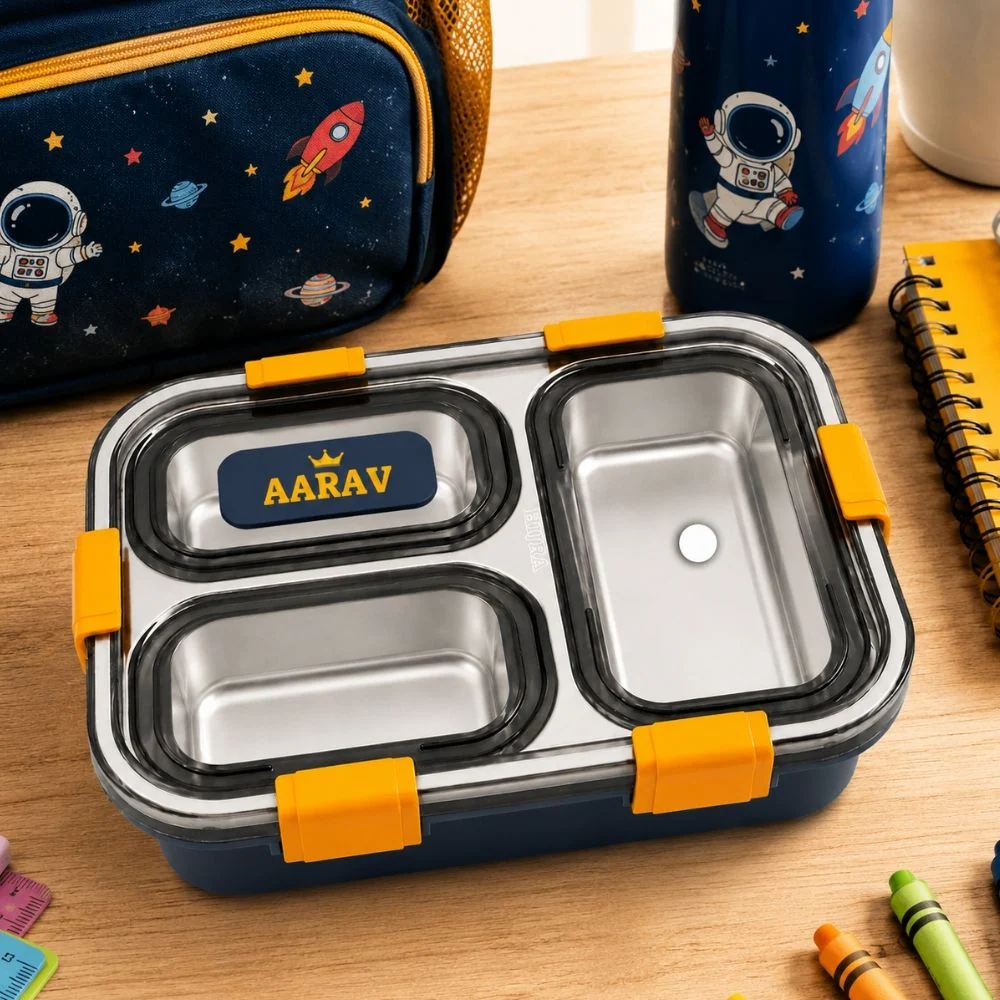 Personalized Kids Stainless Steel Lunch Box – 3-Compartment Leak-Proof - Image 6