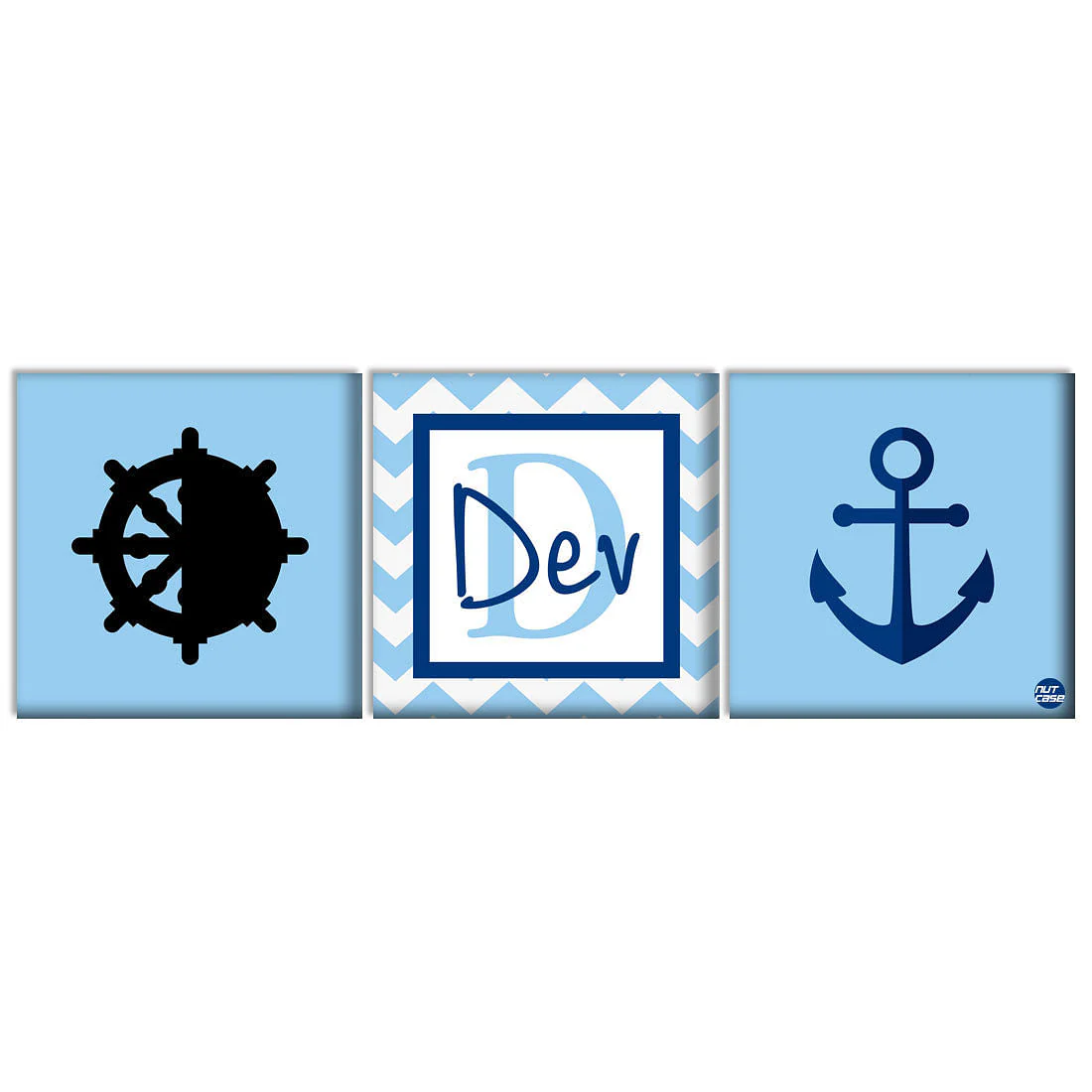 Customized Nursery Wall Art (Set of 3)- Anchor Nautical Theme - Image 3