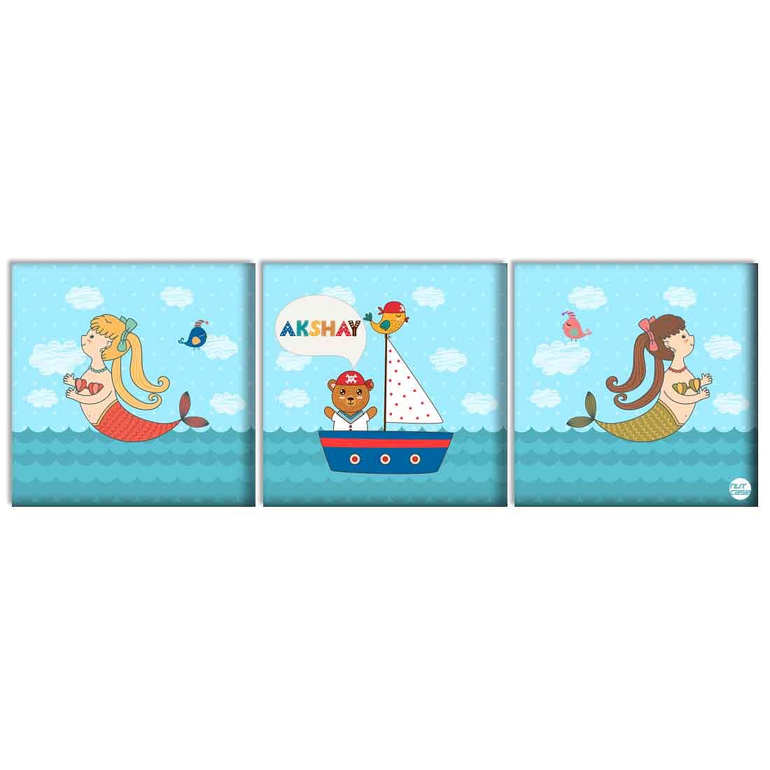Personalized Nursery Wall Art -Mermaid and Bear - Image 3
