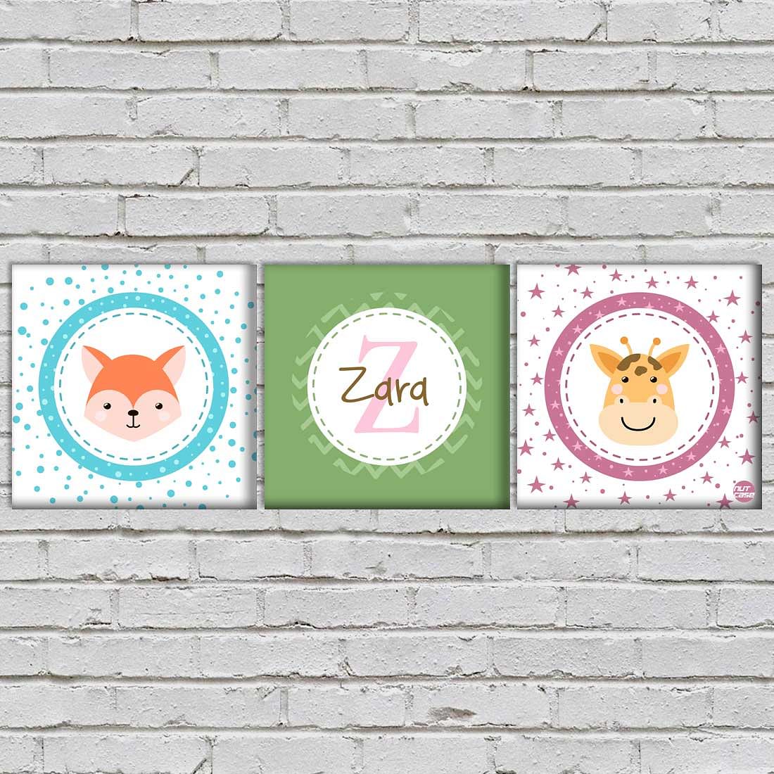Personalized Nursery Wall Art -Fox and Giraffe Face - Image 2