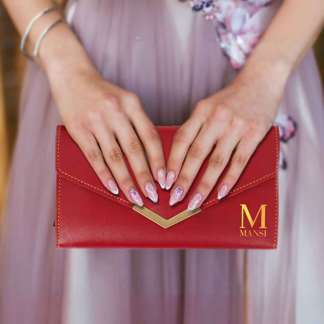 Personalized Ladies Wallet-Elegant Faux Leather Clutch with Initial Name - Image 3