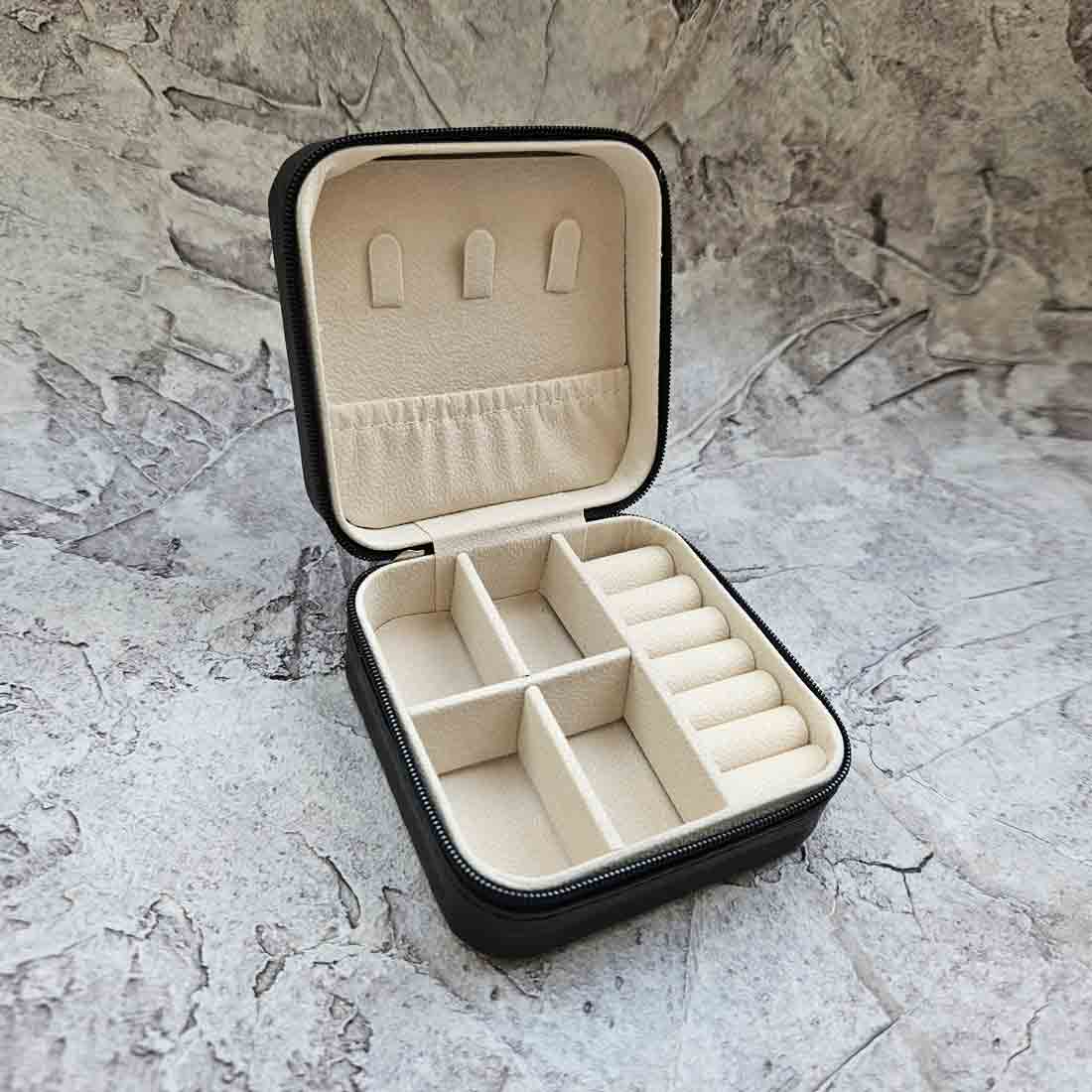 Personalized PU Leather Jewelry Box for Gift Storage Box Organiser Case with Rings Earrings Slots - Image 11