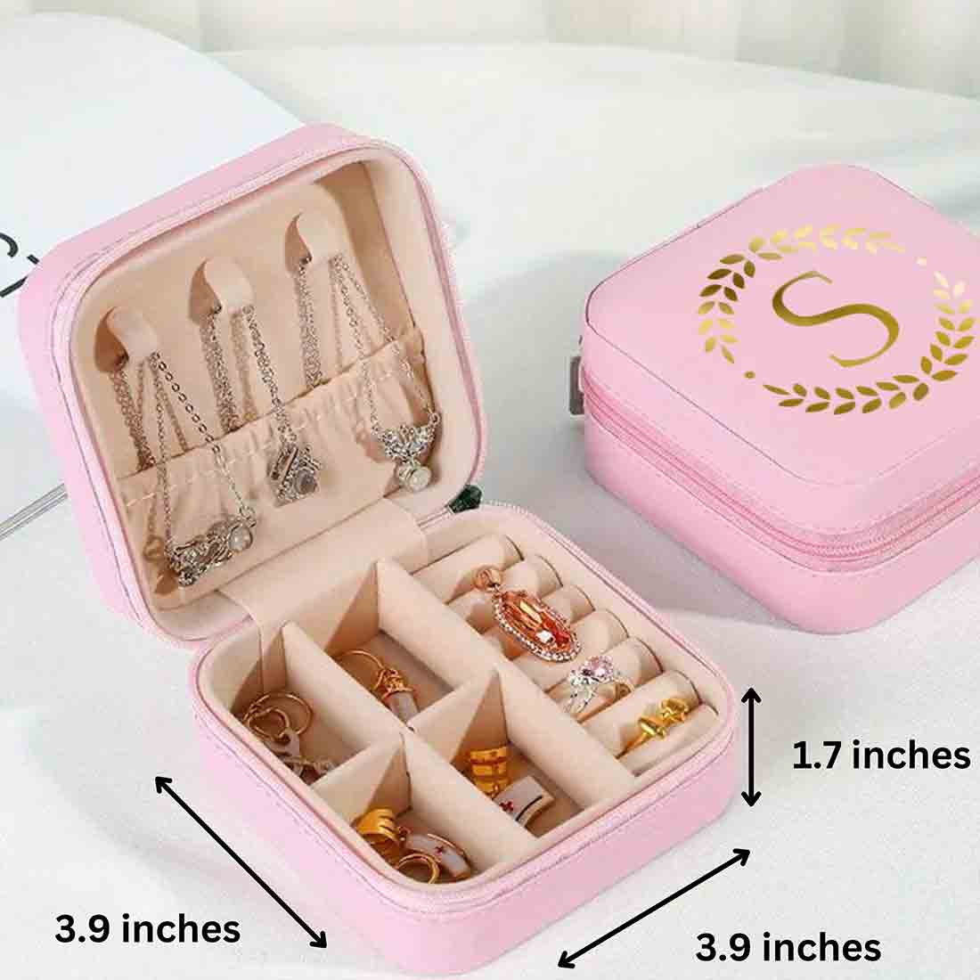 Personalized PU Leather Jewelry Box for Gift Storage Box Organiser Case with Rings Earrings Slots - Image 3
