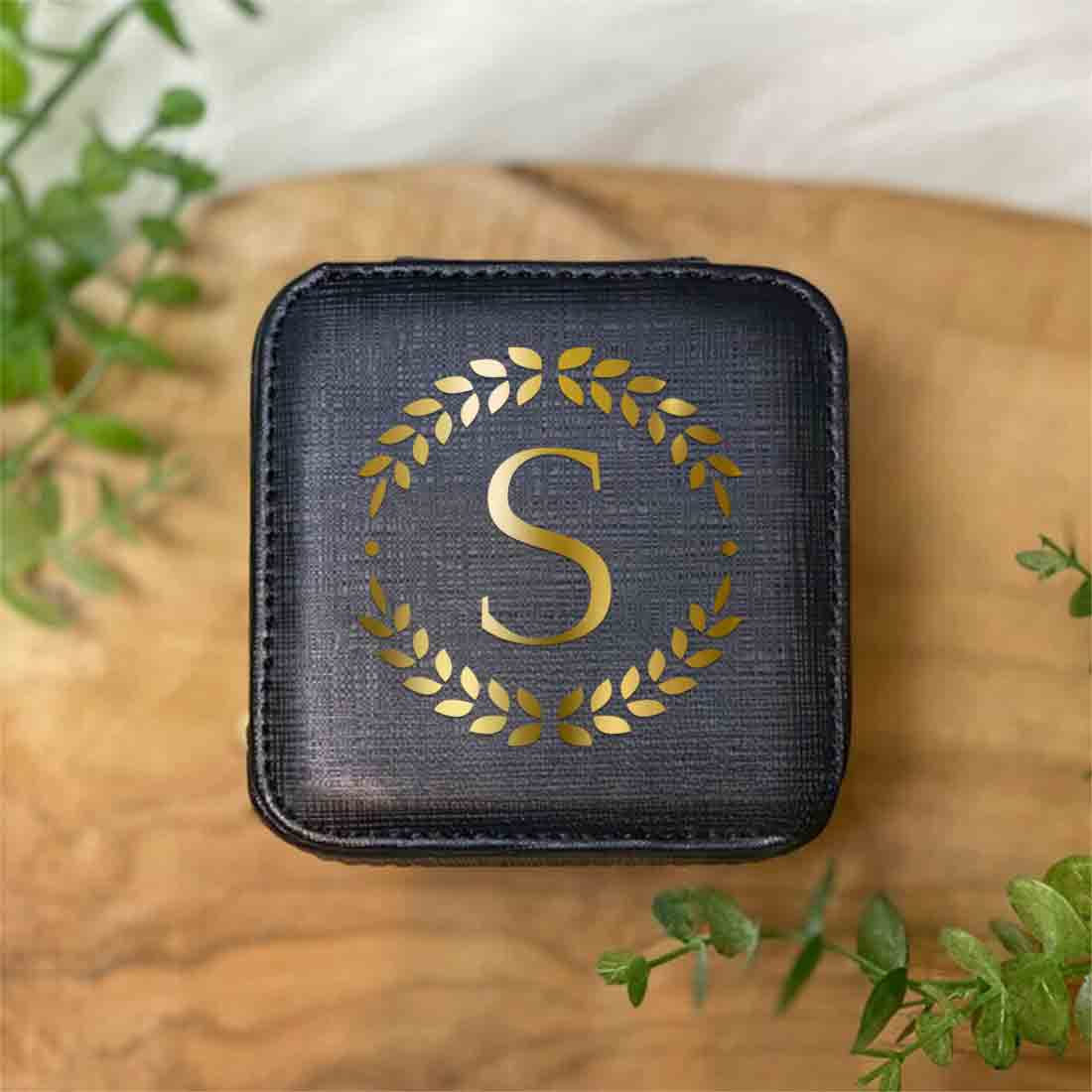 Personalized PU Leather Jewelry Box for Gift Storage Box Organiser Case with Rings Earrings Slots - Image 4