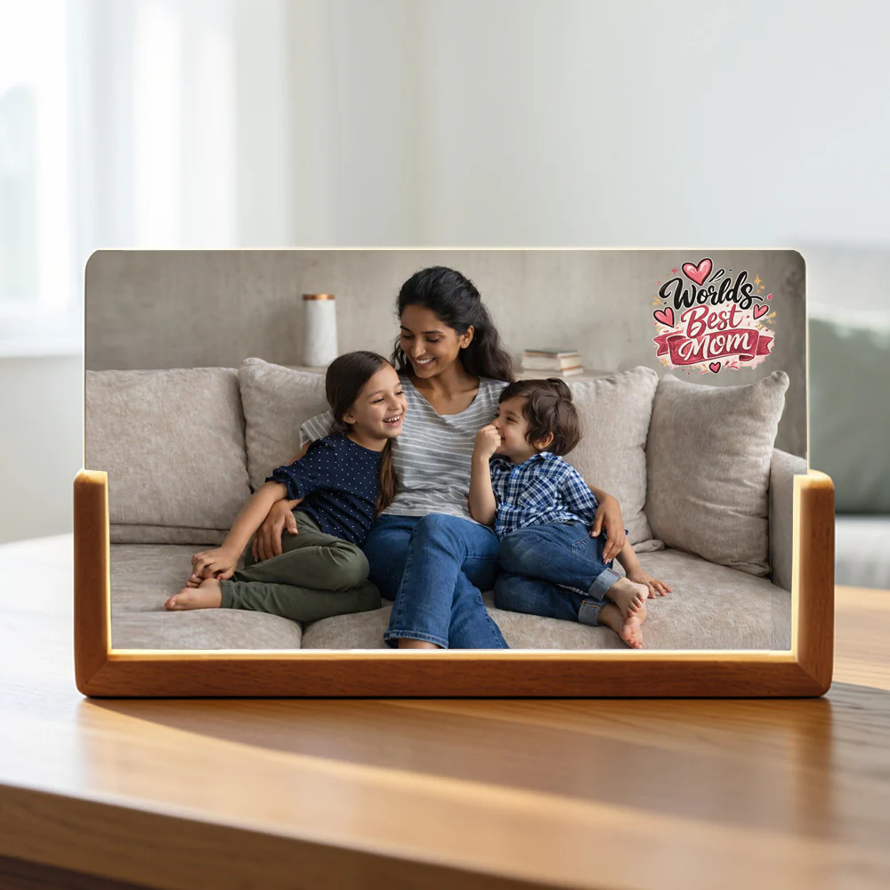 Personalized LED Photo Lamp for Mom – Premium Acrylic Photo Lamp with Wooden Base - Image 4