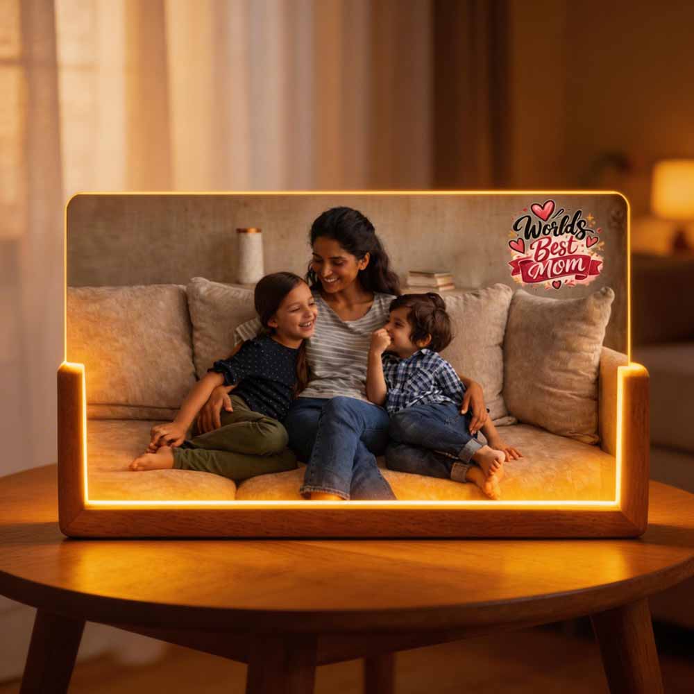 Personalized LED Photo Lamp for Mom – Premium Acrylic Photo Lamp with Wooden Base - Image 5