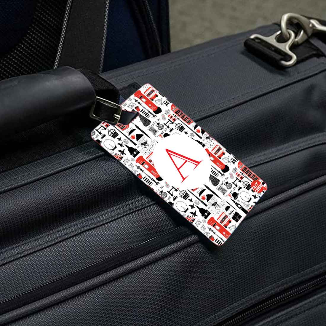 Personalized His and Her Luggage Tags Set of 2 - London Icons - Image 2