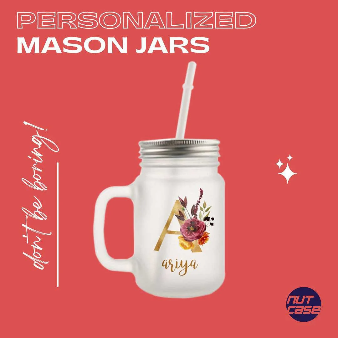 Personalized Monogram Mason Jar - Floral - Image 4