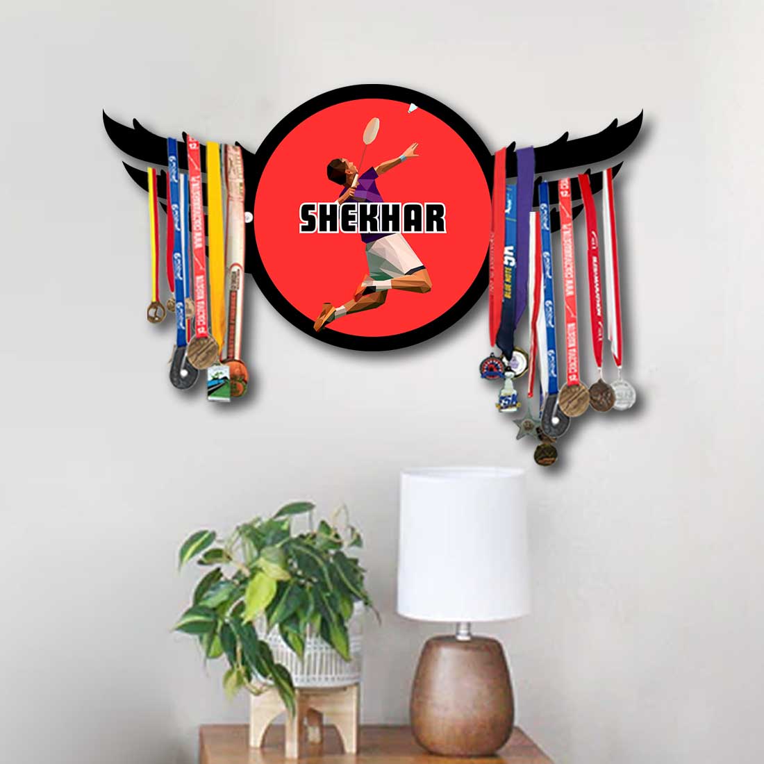 Personalized Medal Holder Metal Organizer for Medals-Badminton - Image 2